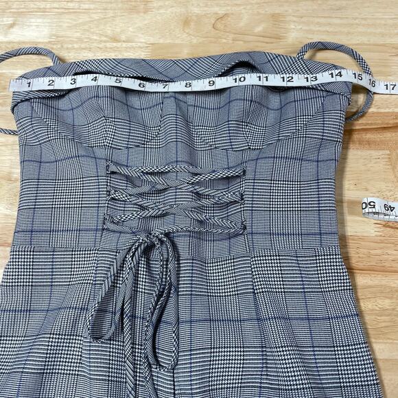 Reformation NWT Cameran Jumpsuit Grey Plaid Size 2 Adjustable Corset Bodice - Picture 10 of 14